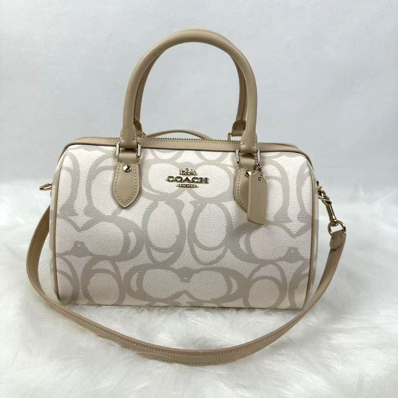 Coach Rowan Satchel/Crossbody Bag In Sketch Signature Canvas In Gold/Ivory CBM15 - Picture 1 of 11